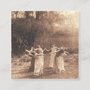 Cirkel van Vintage vrouwen die dansen Vierkante Visitekaartje