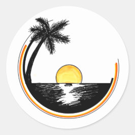 Cirkel zonsondergang ronde sticker