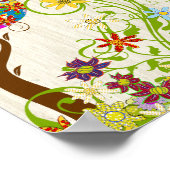 Cirkelbloem Hout Achtergrond Poster (Hoek)