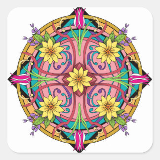 Cirkelbloemen Vierkante Sticker