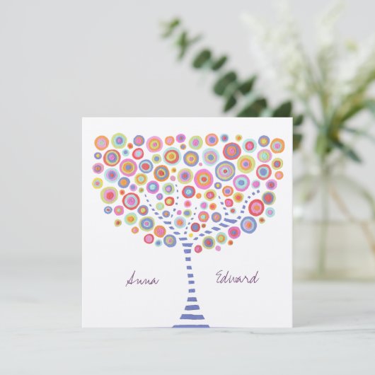 Cirkelboom Retro Aangepaste bruiloft-uitnodiging Kaart (Staand voorkant)