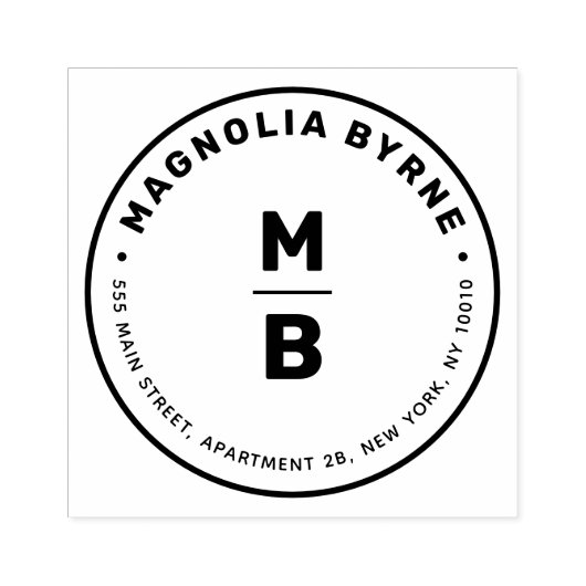 Cirkelmonogram Adres Rubberstempel Rubberstempel (Afrduk)