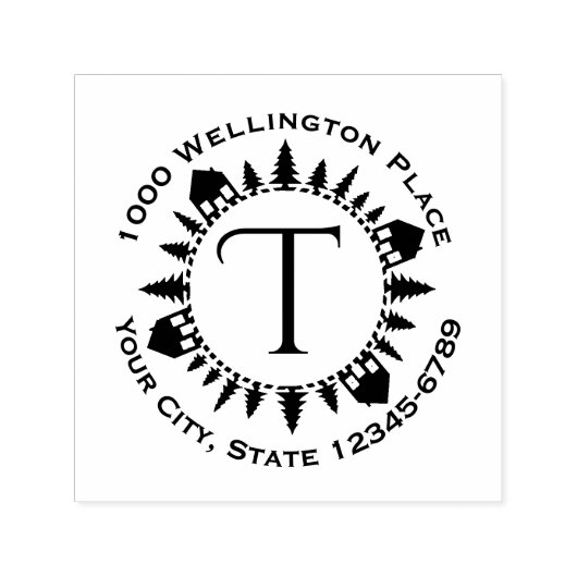 Cirkelmonogram dorp  zelfinktende stempel (Design)