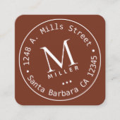 Cirkelmonogram terracotta vierkante visitekaartje (Voorkant)