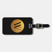 Cirkelmonogram zwart en goudolie-effect bagagelabel (Voorkant horizontaal)