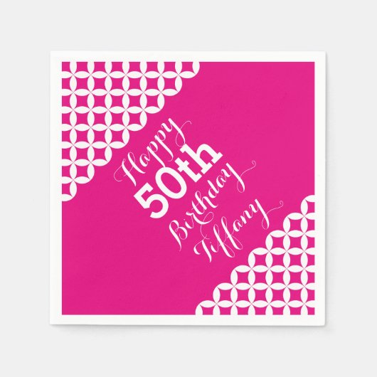 Cirkelpatroon 50e verjaardag papieren servetten (Voorkant)
