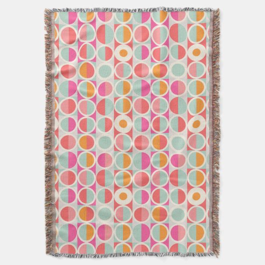 Cirkelpatroon Hot Pink Retro Deken (Voorkant Verticaal)