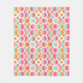 Cirkelpatroon Hot Pink Retro Fleece Deken (Voorkant)