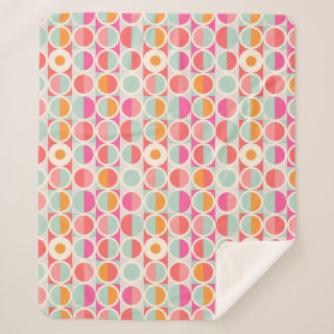 Cirkelpatroon Hot Pink Retro Sherpa Deken