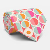 Cirkelpatroon Hot Pink Retro Stropdas (Opgerold)