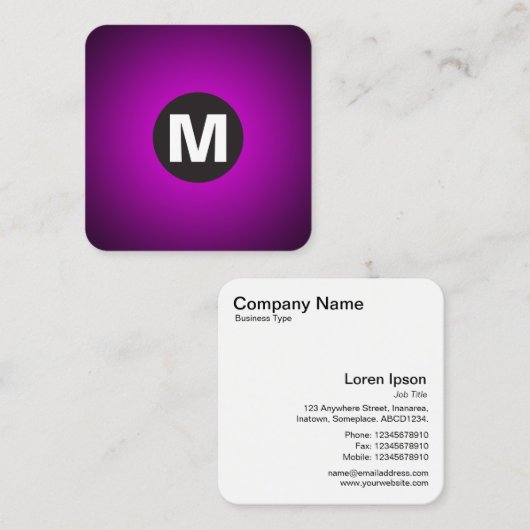 Cirkelpotmonogram - Verloop - magenta t/m zwart Vierkante Visitekaartje (Voorkant / Achterkant)