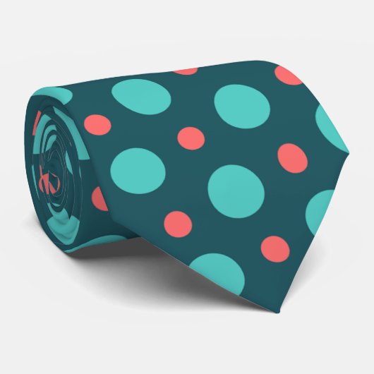 Cirkels blauw Sinaasappel minimal patroon Stropdas (Opgerold)