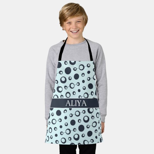 Cirkels Blauw Zwart Minimaal Patroon Schort (Gedragen)