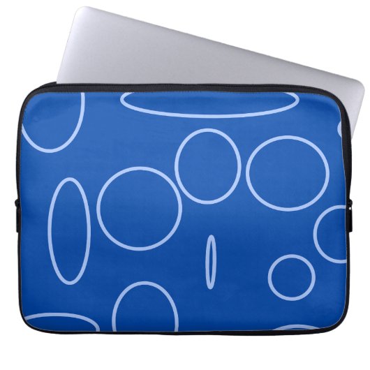 Cirkels en lussen op blauw laptop sleeve (Voorkant)