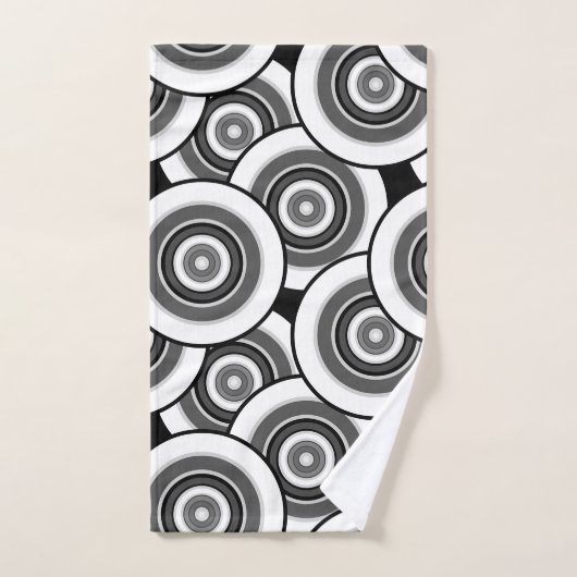 Cirkels en ringen geometrisch zwart-wit patroon bad handdoek (Handdoek)