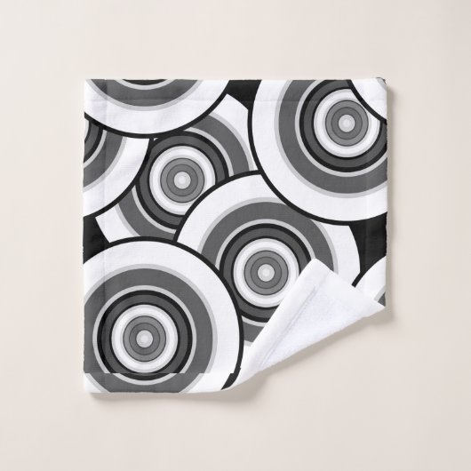 Cirkels en ringen geometrisch zwart-wit patroon bad handdoek (Wasdoekje)