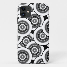 Cirkels en ringen geometrisch zwart-wit patroon iPhone 11 hoesje
