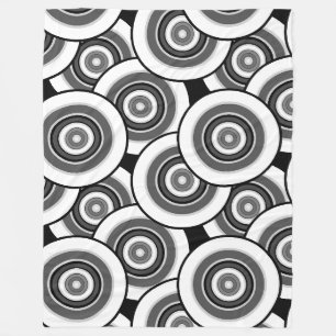 Cirkels en ringen geometrisch zwart-wit patroon fleece deken