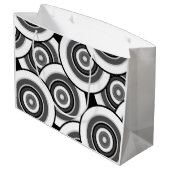 Cirkels en ringen geometrisch zwart-wit patroon groot cadeauzakje (Achterkant Gekanteld)