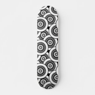 Cirkels en ringen geometrisch zwart-wit patroon skateboard