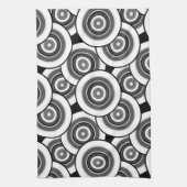 Cirkels en ringen geometrisch zwart-wit patroon theedoek (Verticaal)