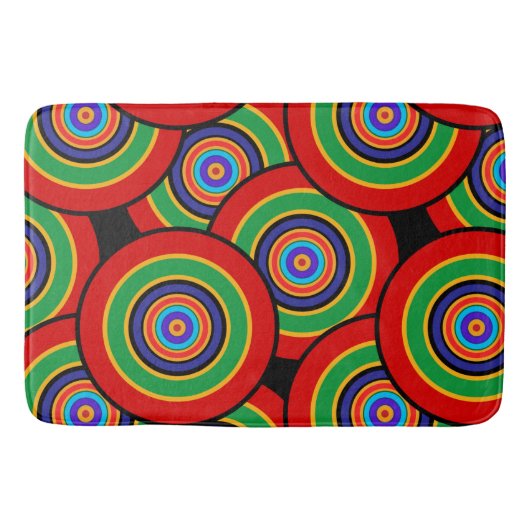 Cirkels en ringen retro badmat (Voorkant)