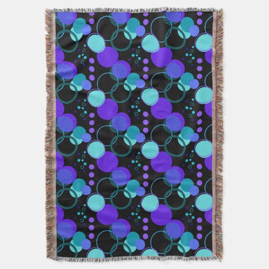 Cirkels en ronde vormen Patroon in zwart Deken (Voorkant Verticaal)