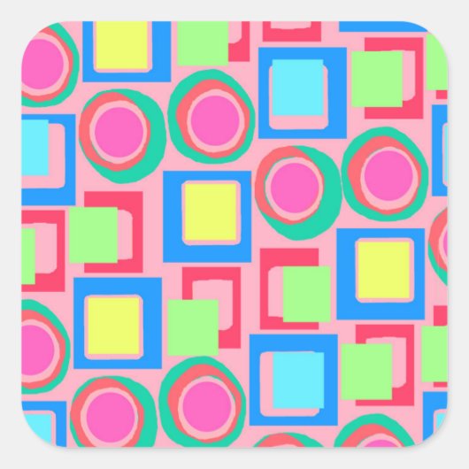 cirkels en vierkantjes vierkante sticker (Voorkant)