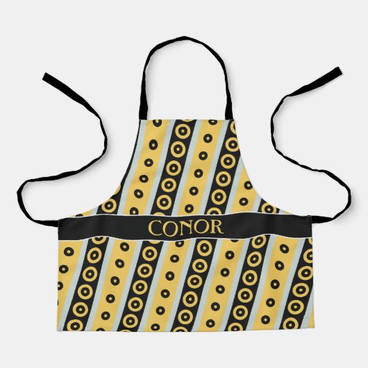 Cirkels Geel Zwart Minimaal Patroon Schort (Voorkant)