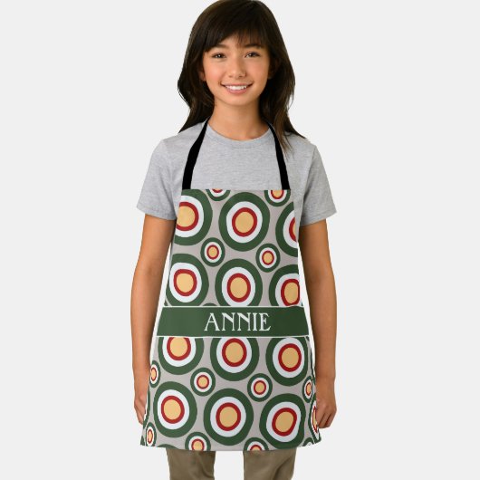 Cirkels Grijs Groen Minimaal Patroon Schort (Insitu)