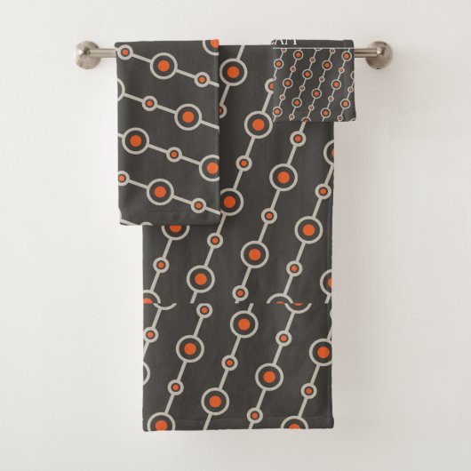 Cirkels Grijs Sinaasappel Minimal Pattern Bad Handdoek (Insitu)