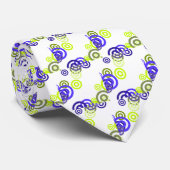 Cirkels, groen blauw op witte achtergrond stropdas (Opgerold)