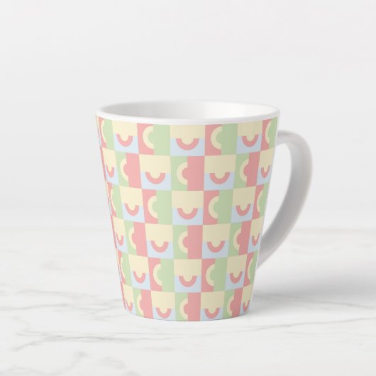 Cirkels in geel en roze latte mok (Rechterhoek)