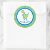 Cirkels Lijst | Dino | Naam Verjaardag Dank u Ronde Sticker (Tas)