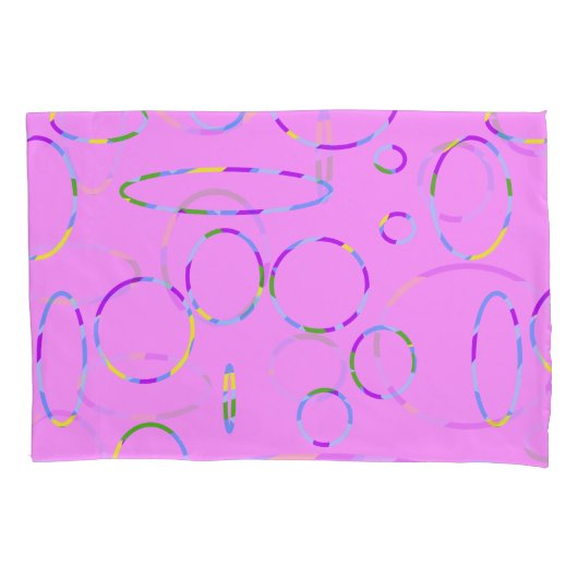 Cirkels lussen roze kussensloop (Voorkant-Links)