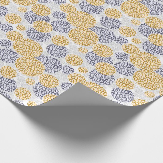 Cirkels met een gele en blauwe luipaardhuidsprint cadeaupapier (Hoek)