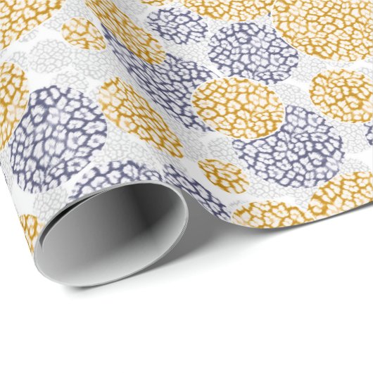 Cirkels met een gele en blauwe luipaardhuidsprint cadeaupapier (Rol Hoek)