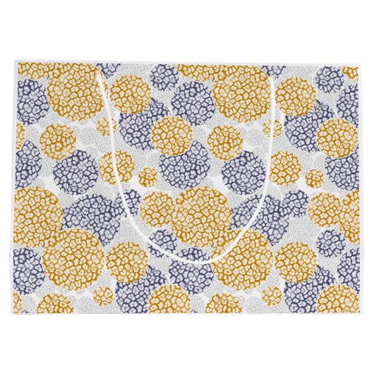 Cirkels met een gele en blauwe luipaardhuidsprint groot cadeauzakje (Achterkant)