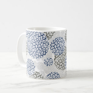 Cirkels met grijze en blauwe luipaardvel print koffiemok