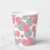 Cirkels met grijze en rode luipaardhuidsprint papieren bekers (Achterkant)
