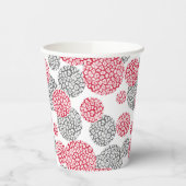 Cirkels met grijze en rode luipaardhuidsprint papieren bekers (Links)