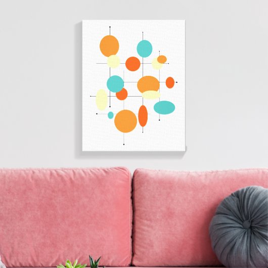 Cirkels Mideeuw Modern 11 "x 14"Verpakt Canvas (Insitu (Woonkamer))