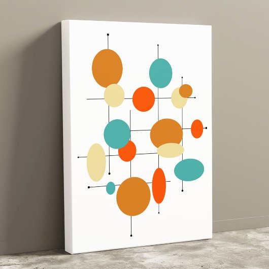 Cirkels Mideeuw Modern 11 "x 14"Verpakt Canvas