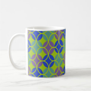 Cirkels op cirkels - blauw, groen, Paars Koffiemok