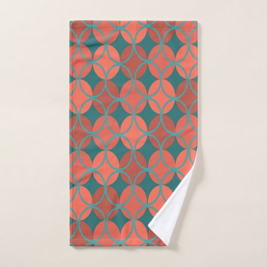 Cirkels op cirkels - Oranje, Blauwgroen Bad Handdoek (Handdoek)