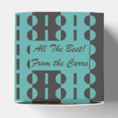 Cirkels op strepen - Aqua Blue Classic met houtsko Bedankdoosjes (Bovenkant)