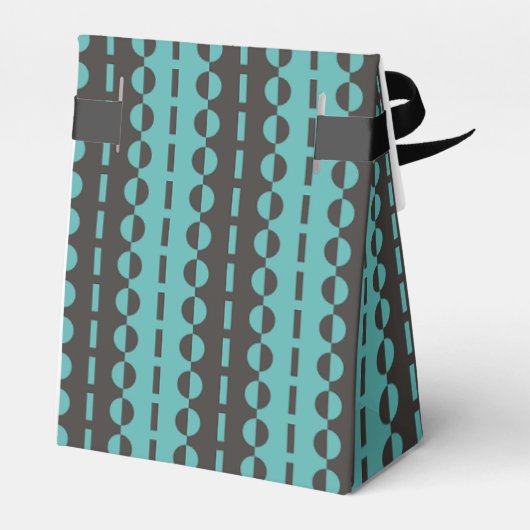 Cirkels op Strepen - Houtskool Blauwe Aqua Tent Bedankdoosjes (Achterkant)