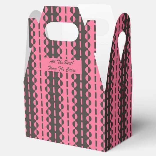 Cirkels op Strepen - Houtskool en Roze Gevel Bedankdoosjes (Geopend)