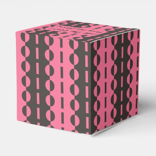 Cirkels op Strepen - Houtskool en Roze Hart Bedankdoosjes (Achterkant)