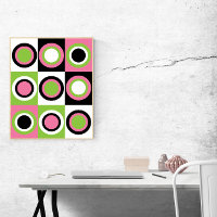 Cirkels Patroon Retro Roze Groen Zwart Wit